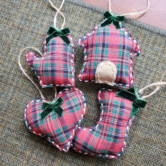 Set Of 4 hand-made Christmas Ornaments Holiday - Picture 5 of 7